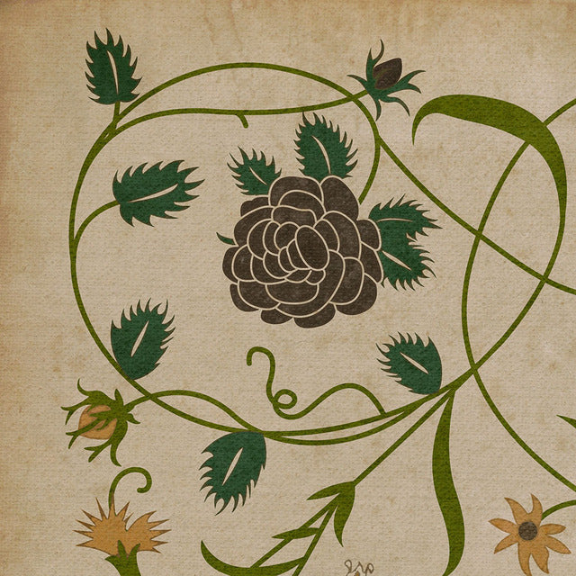 Williamsburg Floral Martha Vinyl Floor Cloth