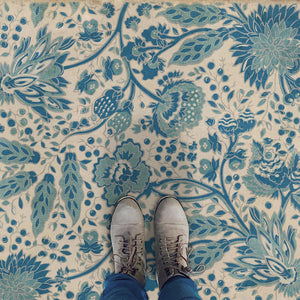 Williamsburg Garden Gate A Slash Of Blue Vinyl Floor Cloth