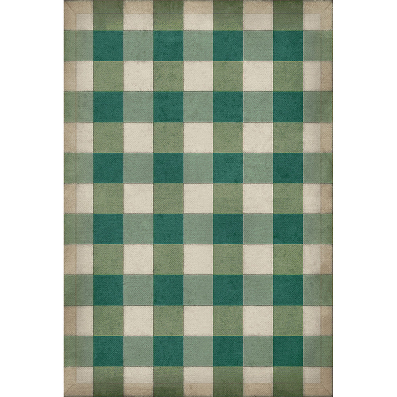Williamsburg Gingham Canvas Green Vinyl Floor Cloth