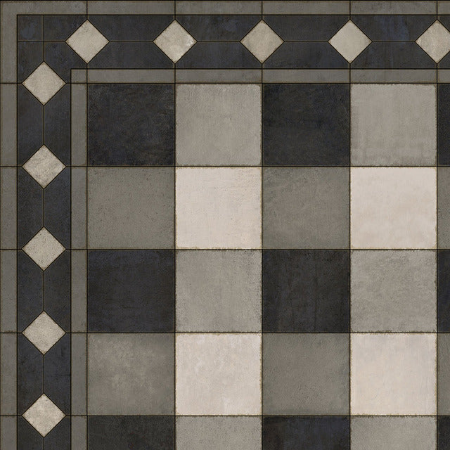 Williamsburg Gingham Tile Black Vinyl Floor Cloth