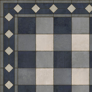 Williamsburg Gingham Tile Blue Vinyl Floor Cloth