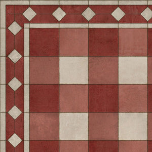 Williamsburg Gingham Tile Red Vinyl Floor Cloth