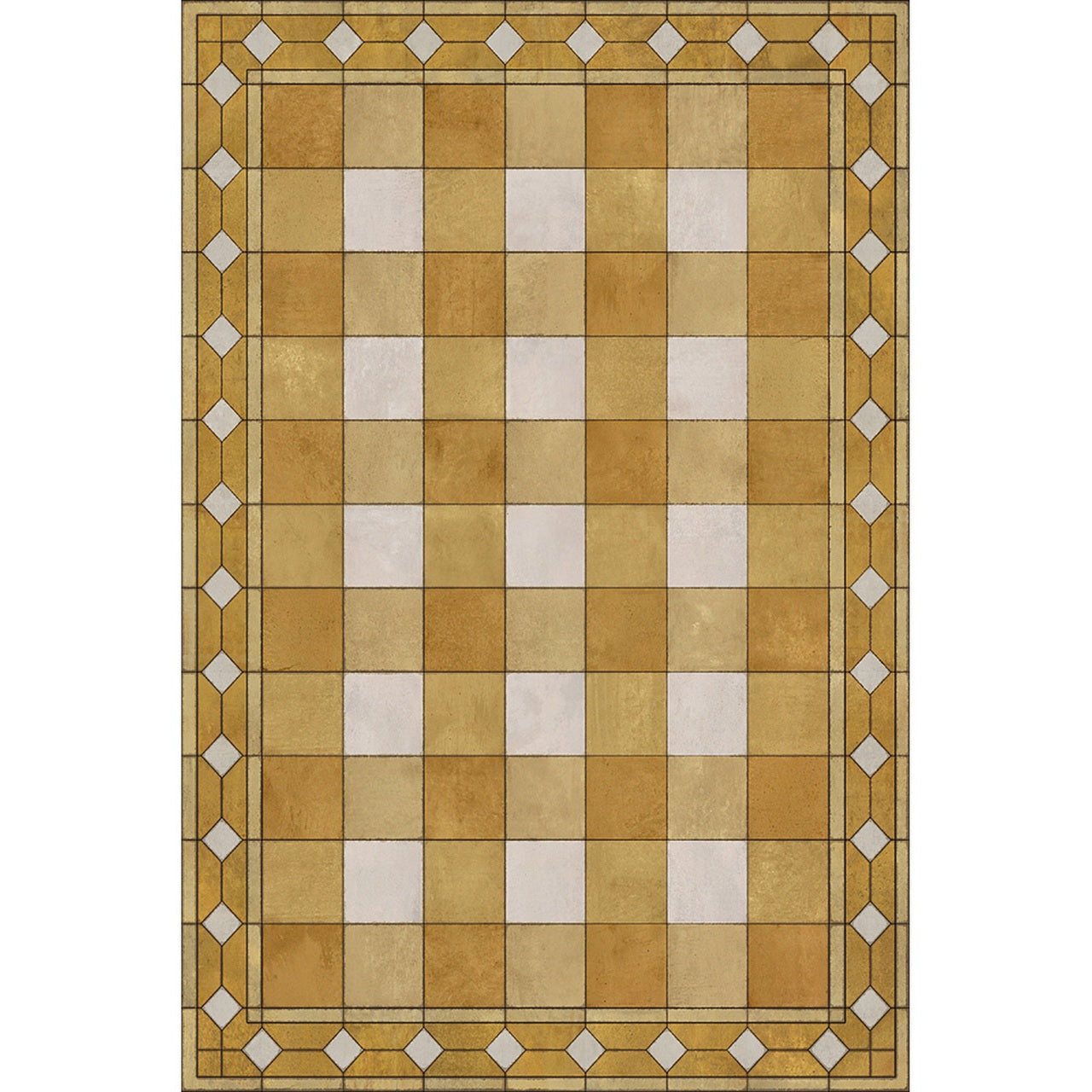 Williamsburg Gingham Tile Yellow Vinyl Floor Cloth