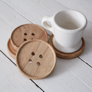 Wood Button Coasters S/4