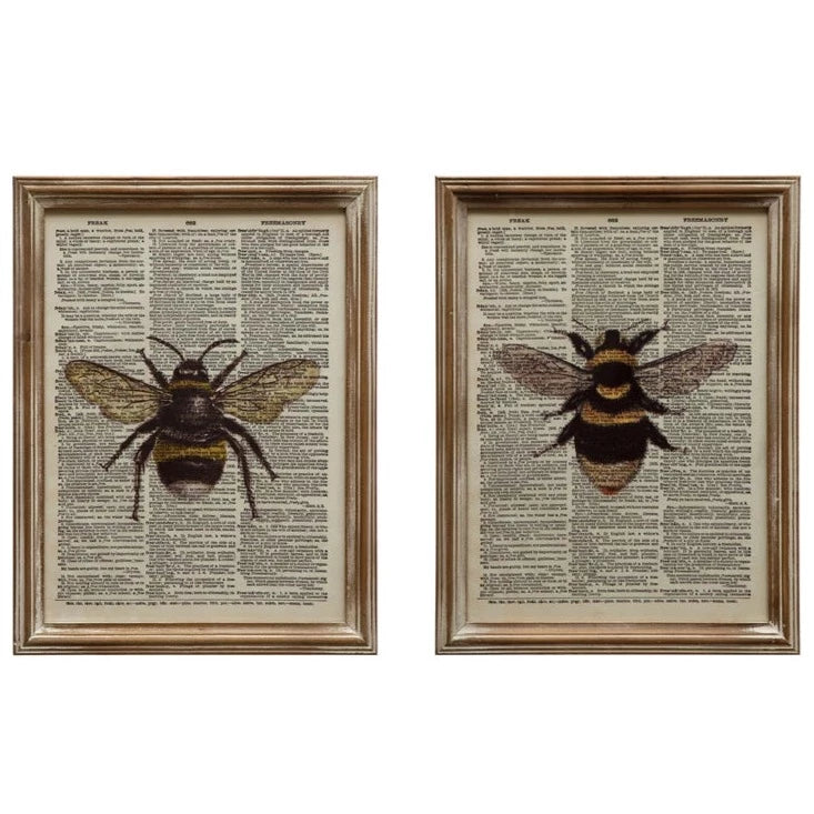 Wood Framed Book & Bee Print