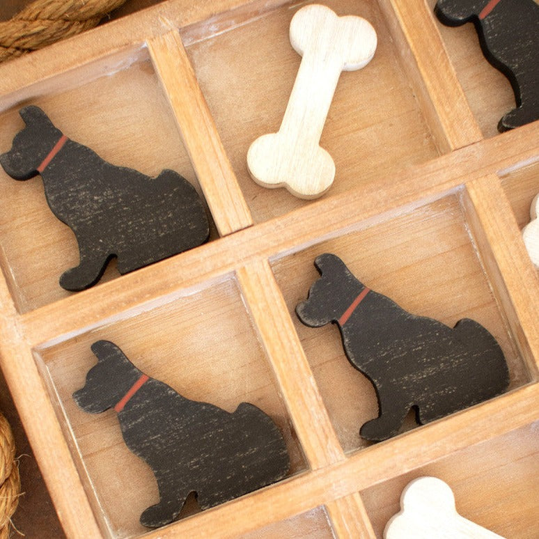 Wooden Dog & Bone Tic Tac Toe Set