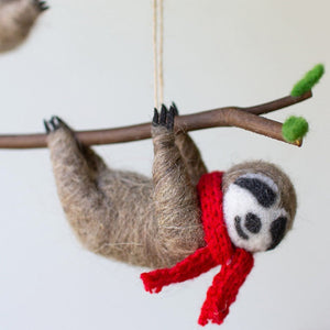 Wool Felt Christmas Sloth Ornament Set
