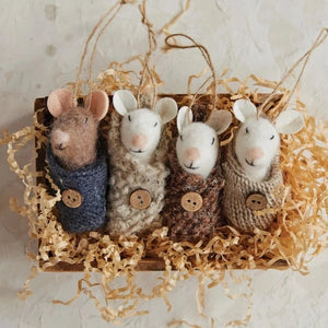 Wool Felt Swaddled Baby Mouse Ornament