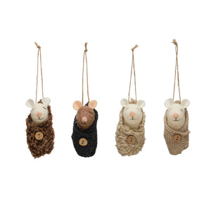 Wool Felt Swaddled Baby Mouse Ornament