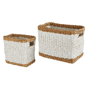 Woven White Seagrass Storage Basket Set