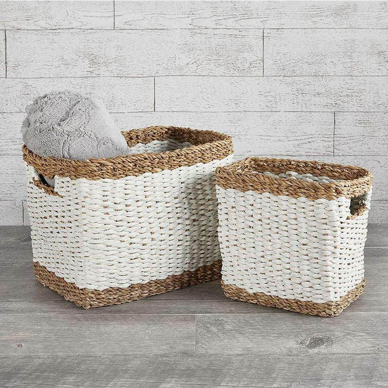 Woven White Seagrass Storage Basket Set