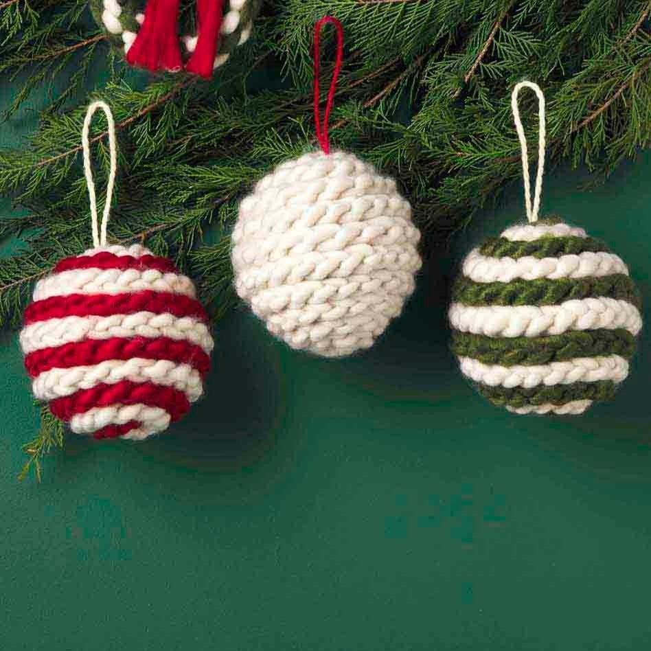 Woven Wool Knit Ball Ornament